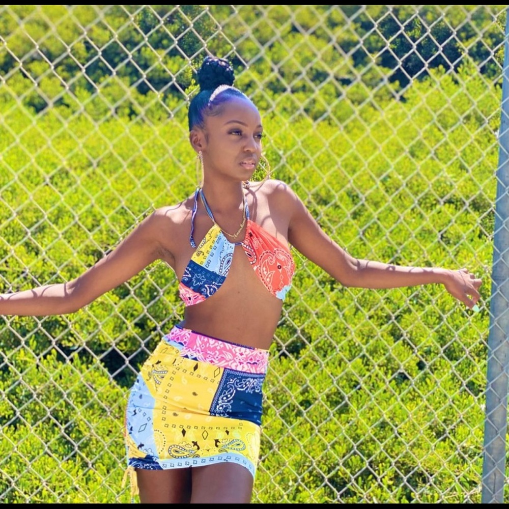 Multi colored paisley 2 piece outfit